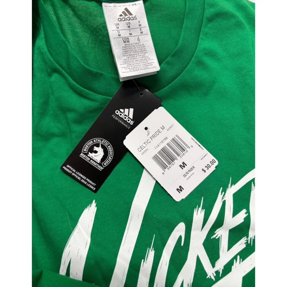 Adidas Mens Shirt Size Medium BOSTON‎ MARATHON Wicked Fast Celtic Pride 2016 NWT